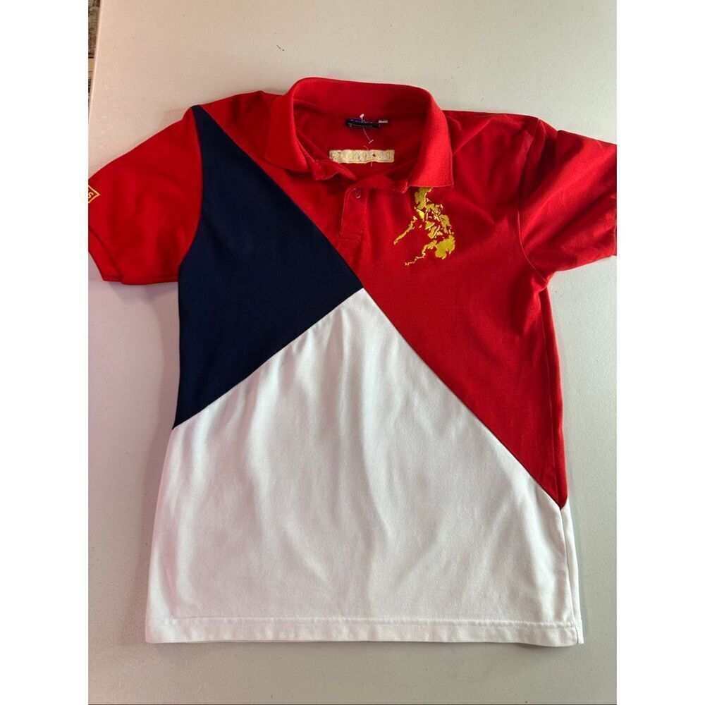 Vintage Y2K I Am Pinoy Philippines Men's Size Large Red White Blue Polo Shirt